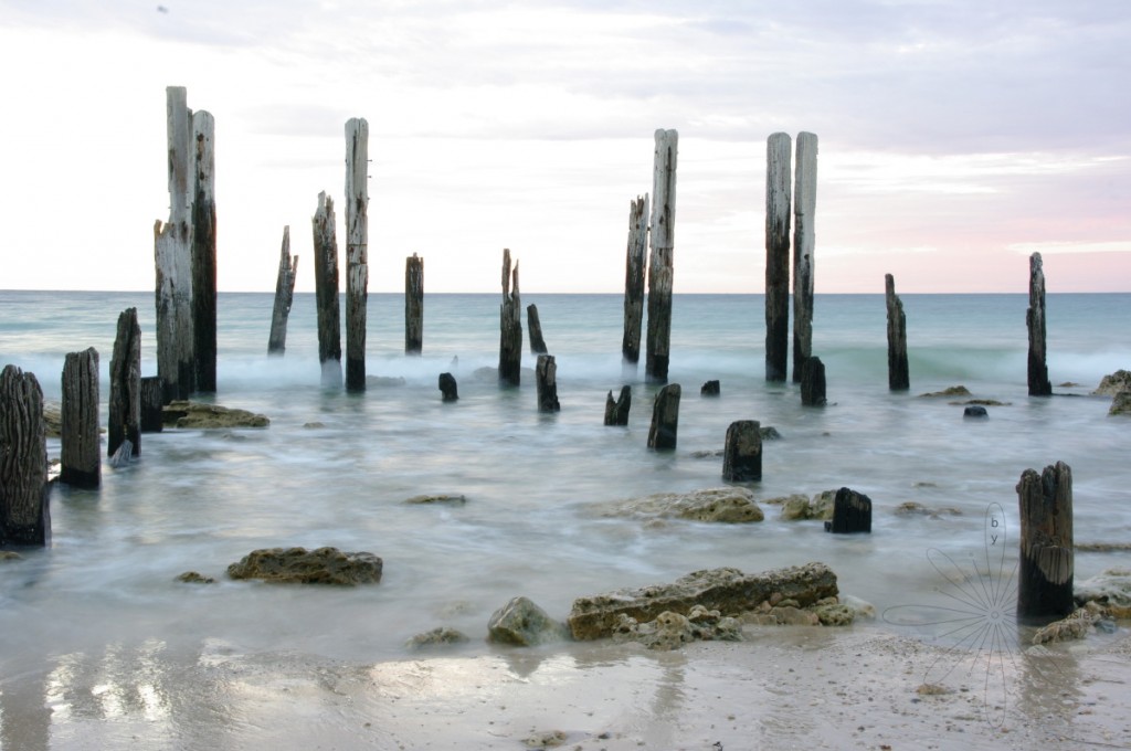 Slow-motion sea and Jetty Ruins